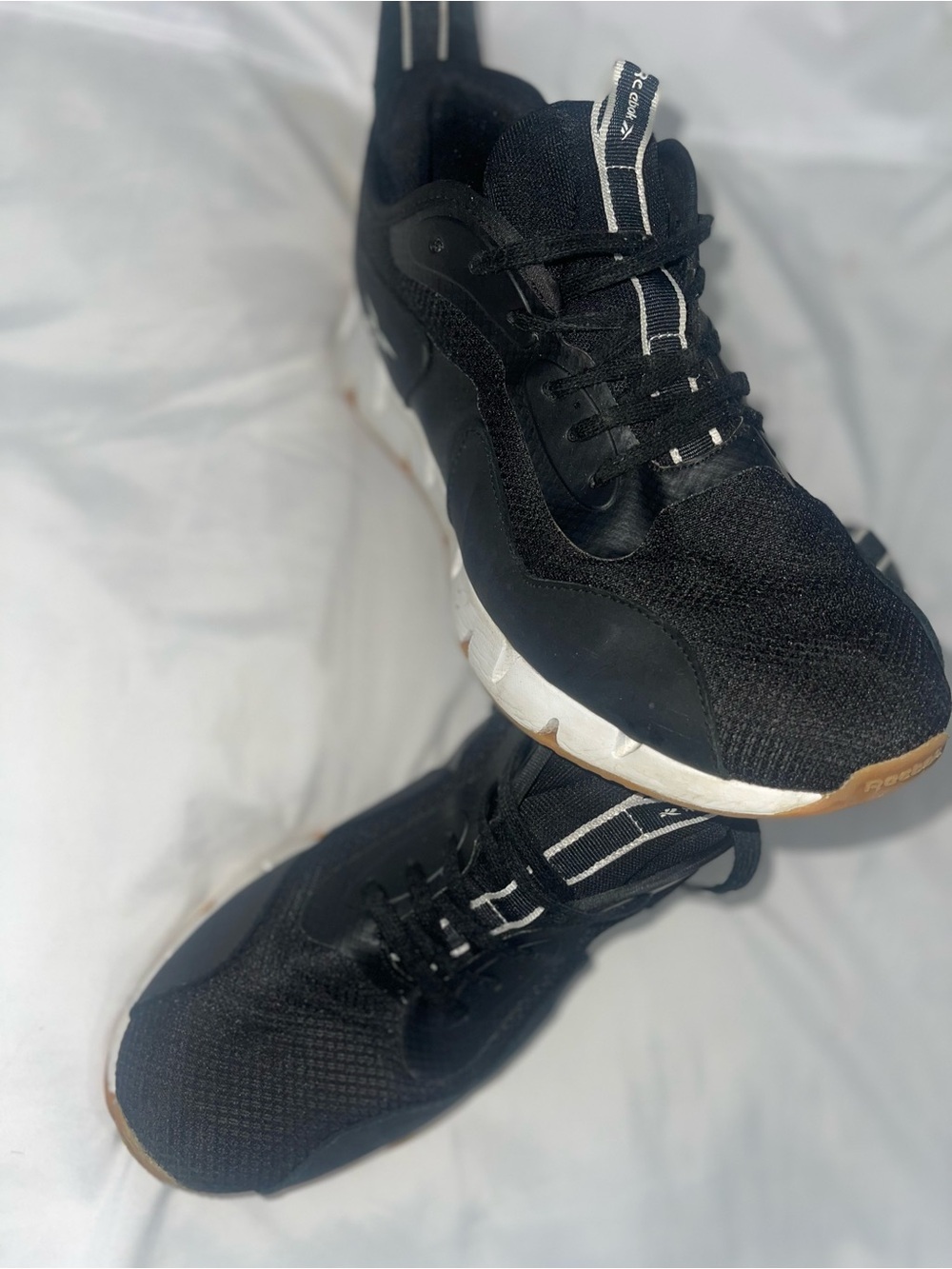 Reebok Black Sneakers with White Stripe and Gum Sole